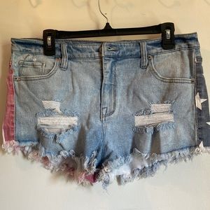 American flag jean shorts
